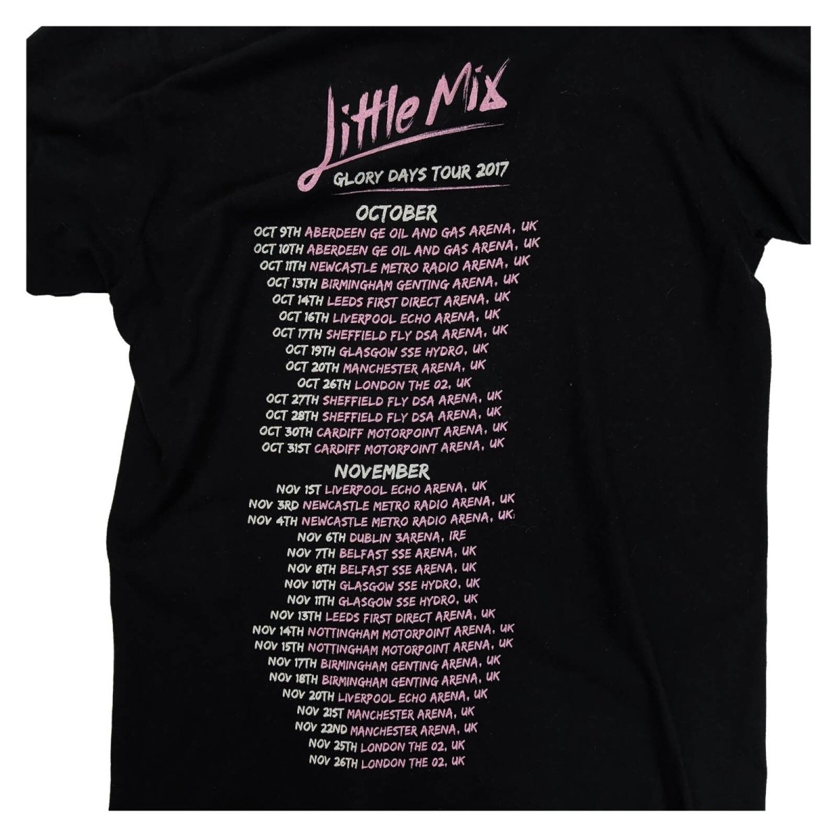 Little Mix Glory Days Tour 2017 concert T-shirt by Gildan Softstyle. Black fitte – product photo 4 | RewearableUK