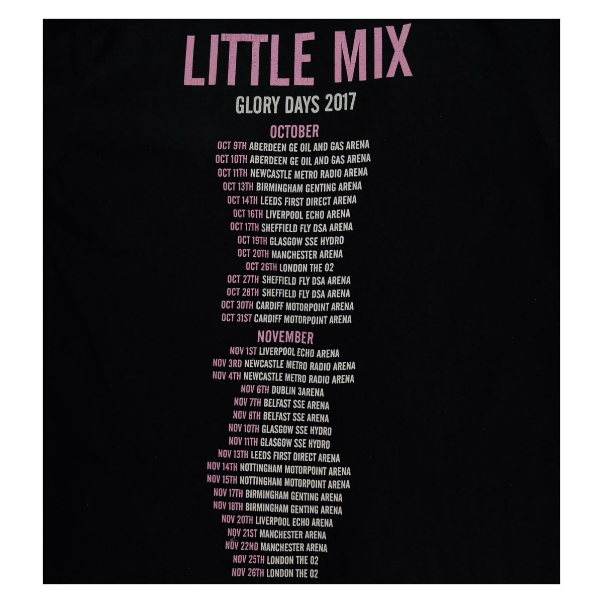 Little Mix Glory Days Tour 2017 Women's T-Shirt M Black Pop Band Concert Tee – product photo 4 | RewearableUK