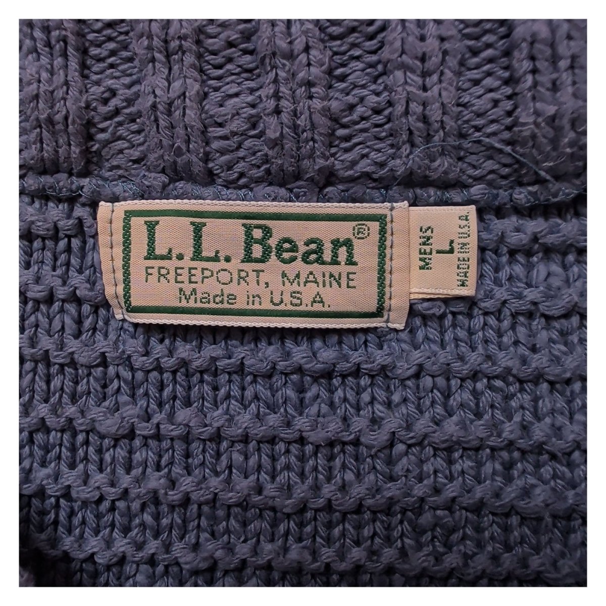 L.L. Bean Mens Jumper Size M Blue Textured Knit Wool – product photo 3 | RewearableUK