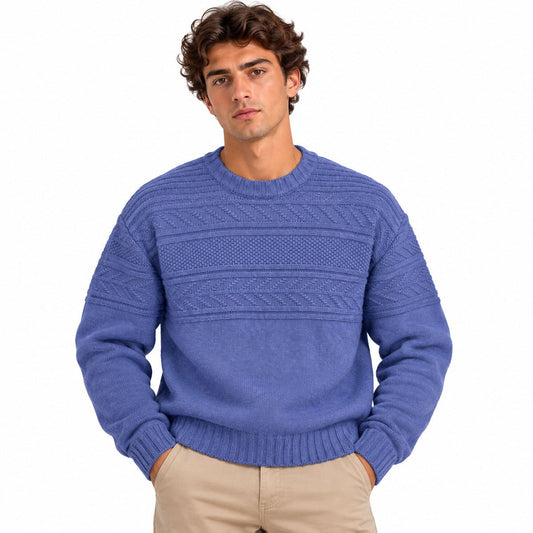 L.L. Bean Men's Textured Wool Jumper L Blue – jumper product photo 1 | RewearableUK