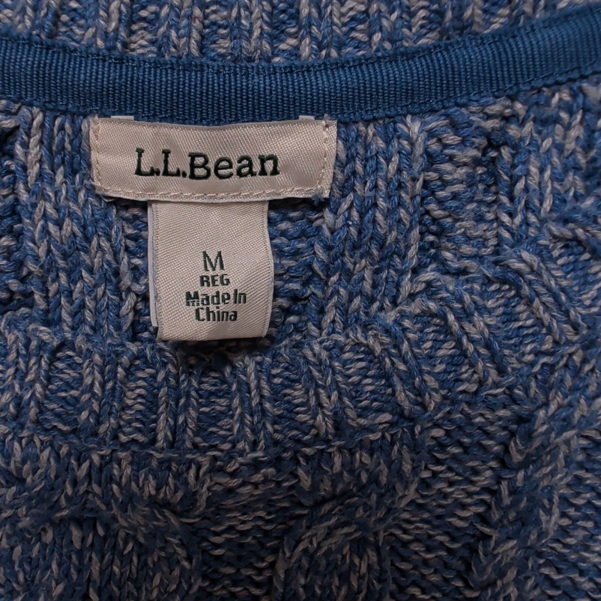 L.L.Bean Men's Jumper Medium Blue Cable Knit Cotton – product photo 4 | RewearableUK