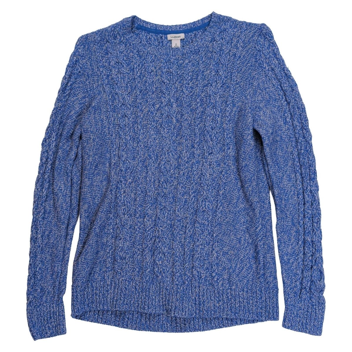 L.L.Bean Men's Jumper Medium Blue Cable Knit Cotton – product photo 2 | RewearableUK