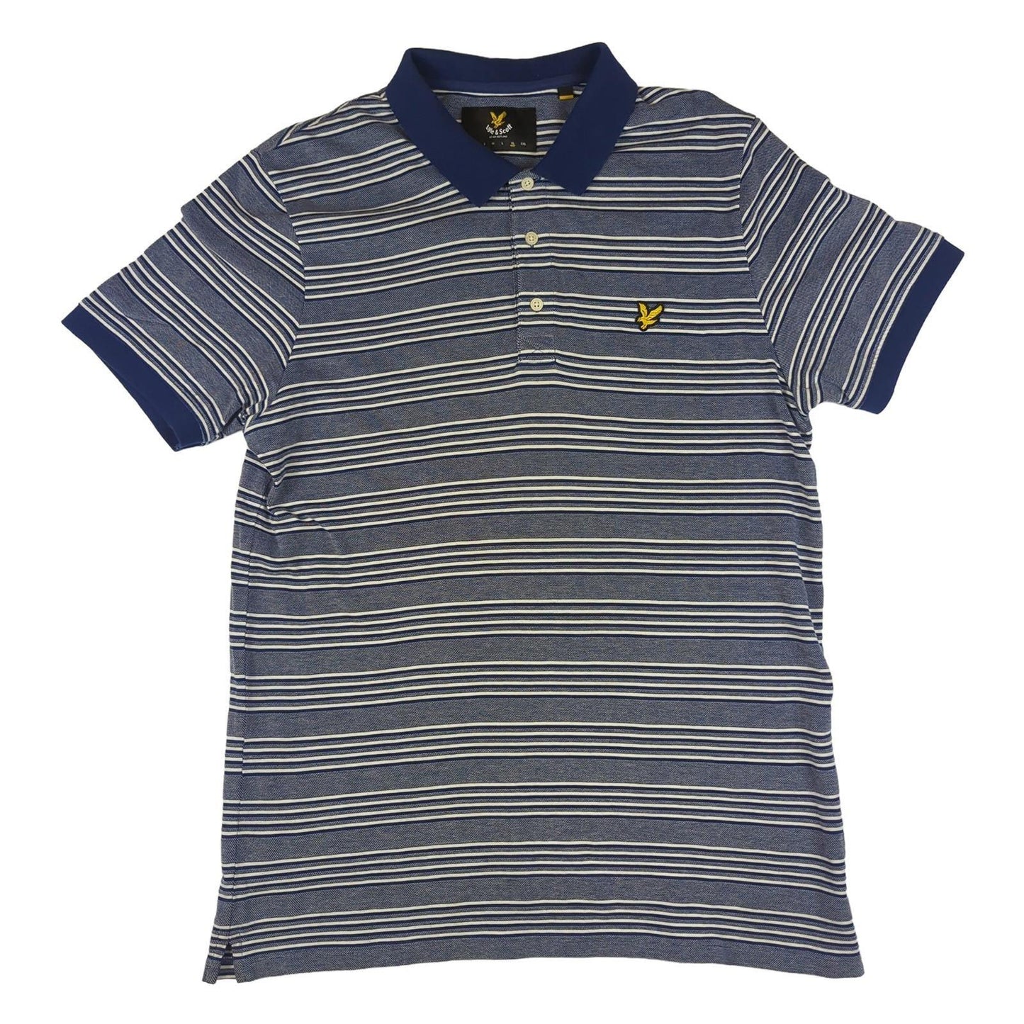 Lyle & Scott Lyle & Scott Fine Stripe Polo Blue Lagoon XL Casual Classic Cotton Tee polo RewearableUK