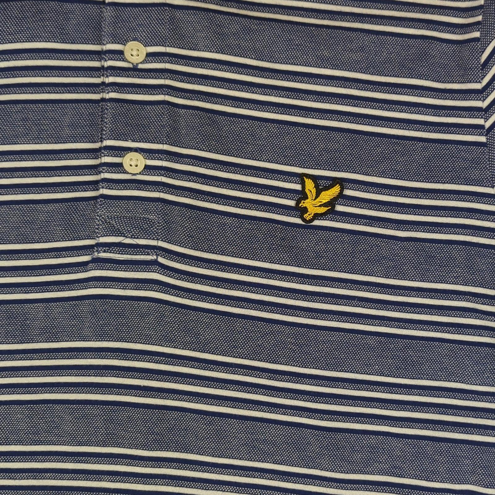 Lyle & Scott Lyle & Scott Fine Stripe Polo Blue Lagoon XL Casual Classic Cotton Tee polo RewearableUK