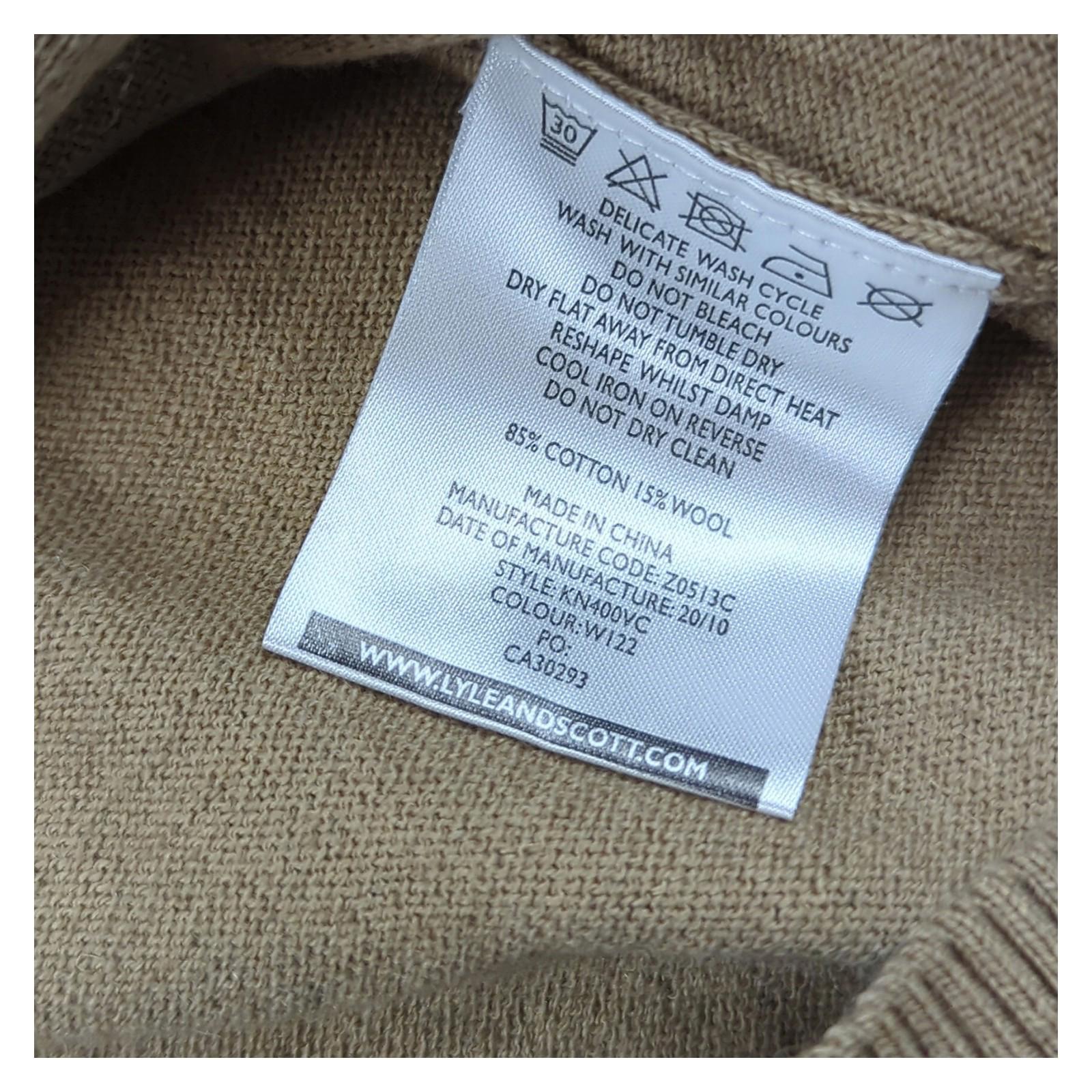 Lyle & Scott Lyle & Scott Jumper Size Medium Men’s Brown Cotton Wool Blend Smart Casual Sweater & Hoodie RewearableUK