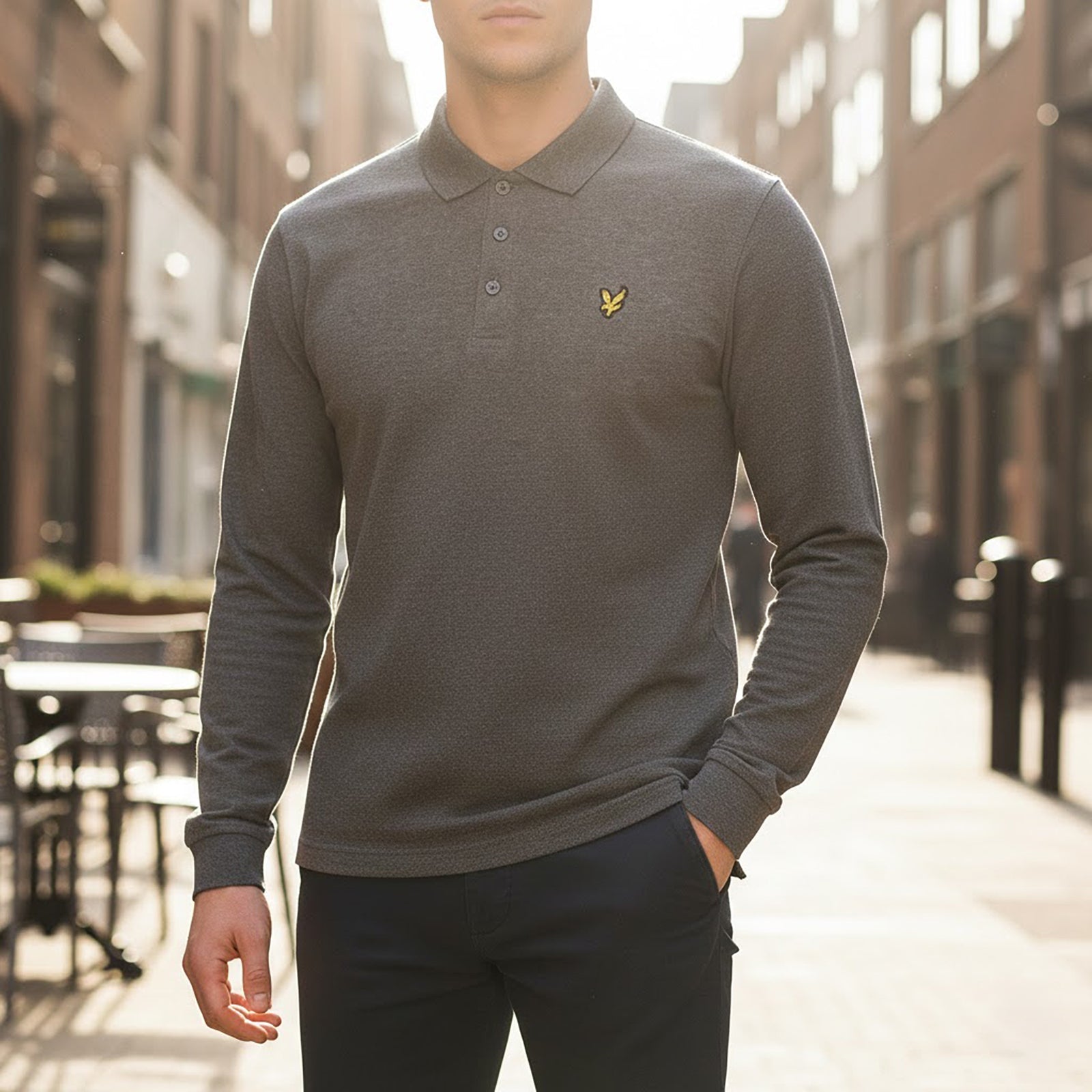 Lyle & Scott Long Sleeve Polo Shirt Grey | Men's Small by Lyle & Scott – POLO | RewearableUK