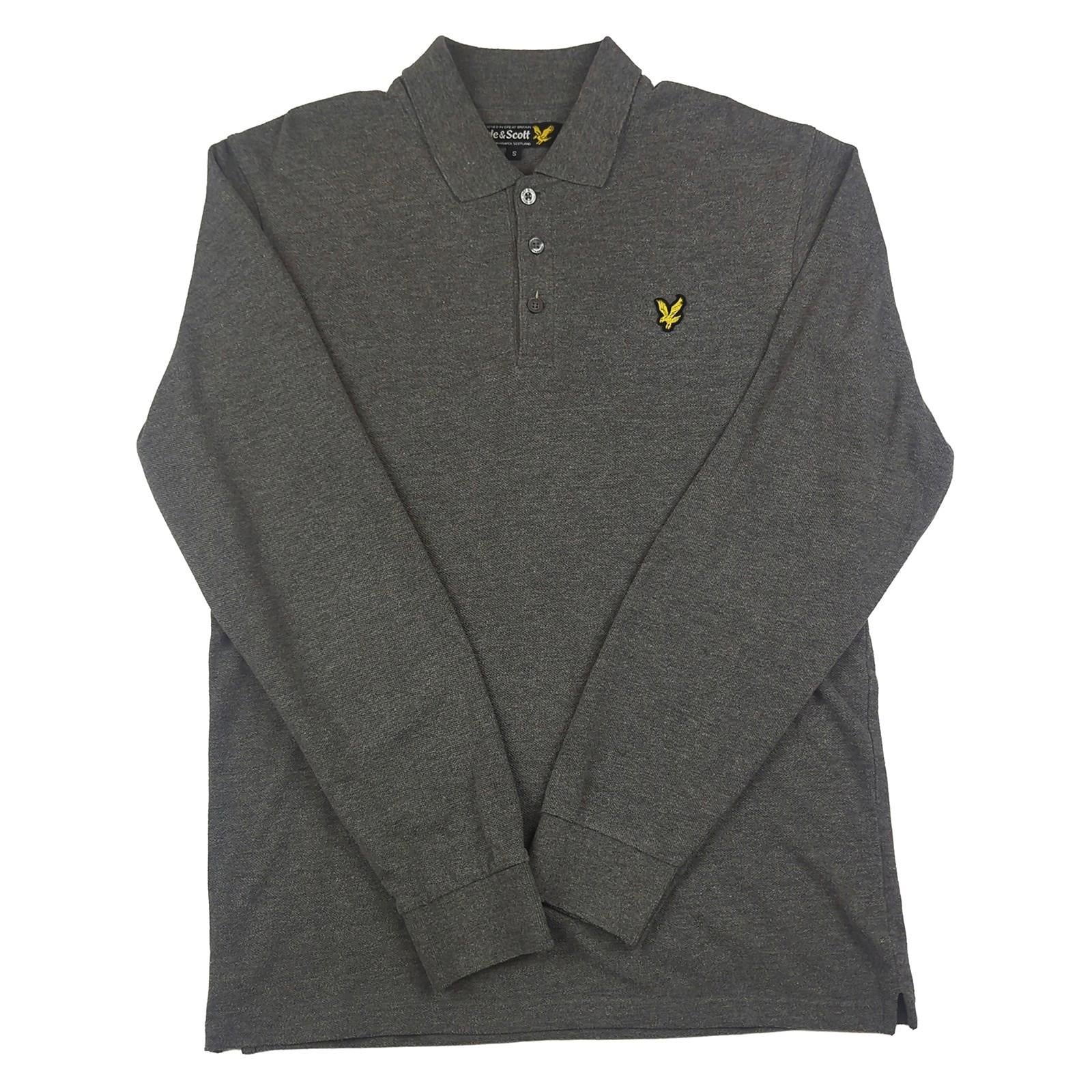 Lyle & Scott Lyle & Scott Mens Polo Shirt Long Sleeve Top Size S Small Grey Cotton Casual Wea POLO RewearableUK