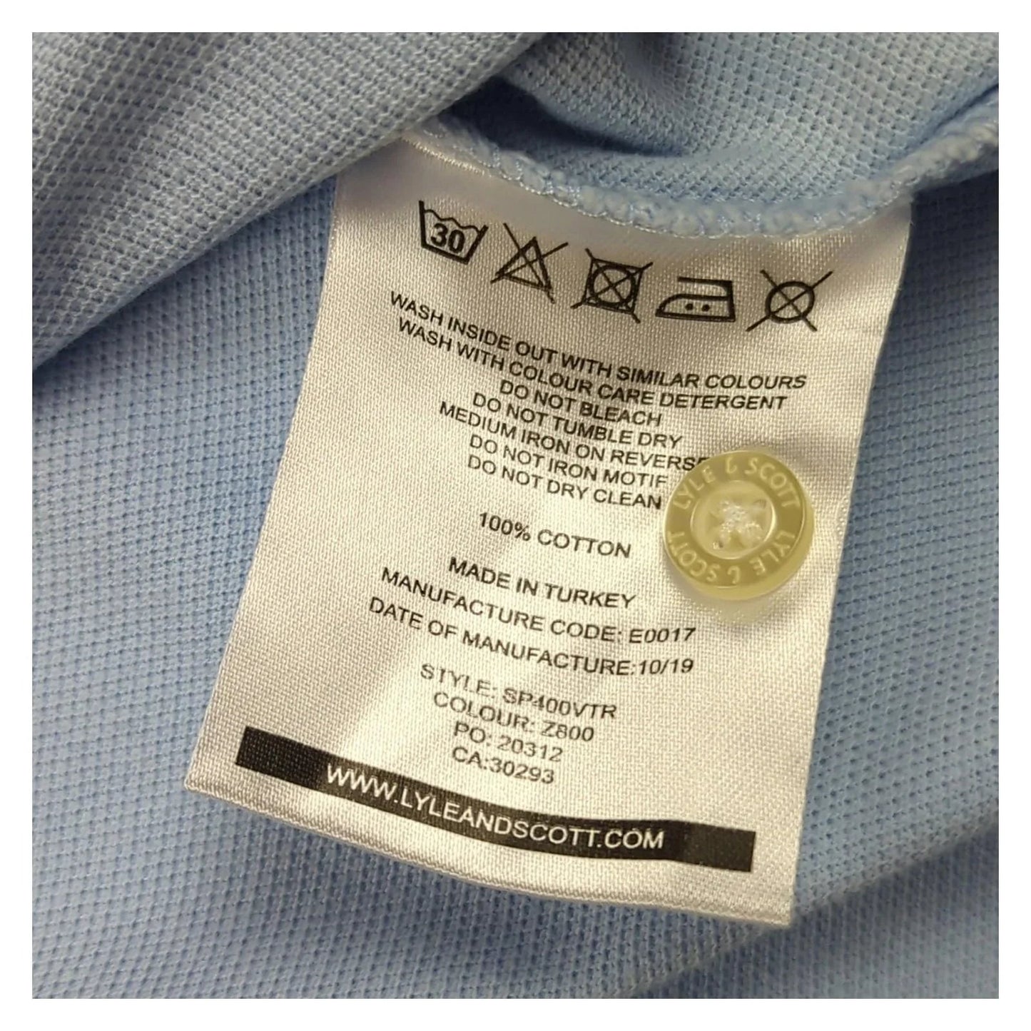 Lyle & Scott Lyle & Scott Mens Polo Shirt Size L Large Turquoise Cotton Casual Top Pre - Owned polo RewearableUK