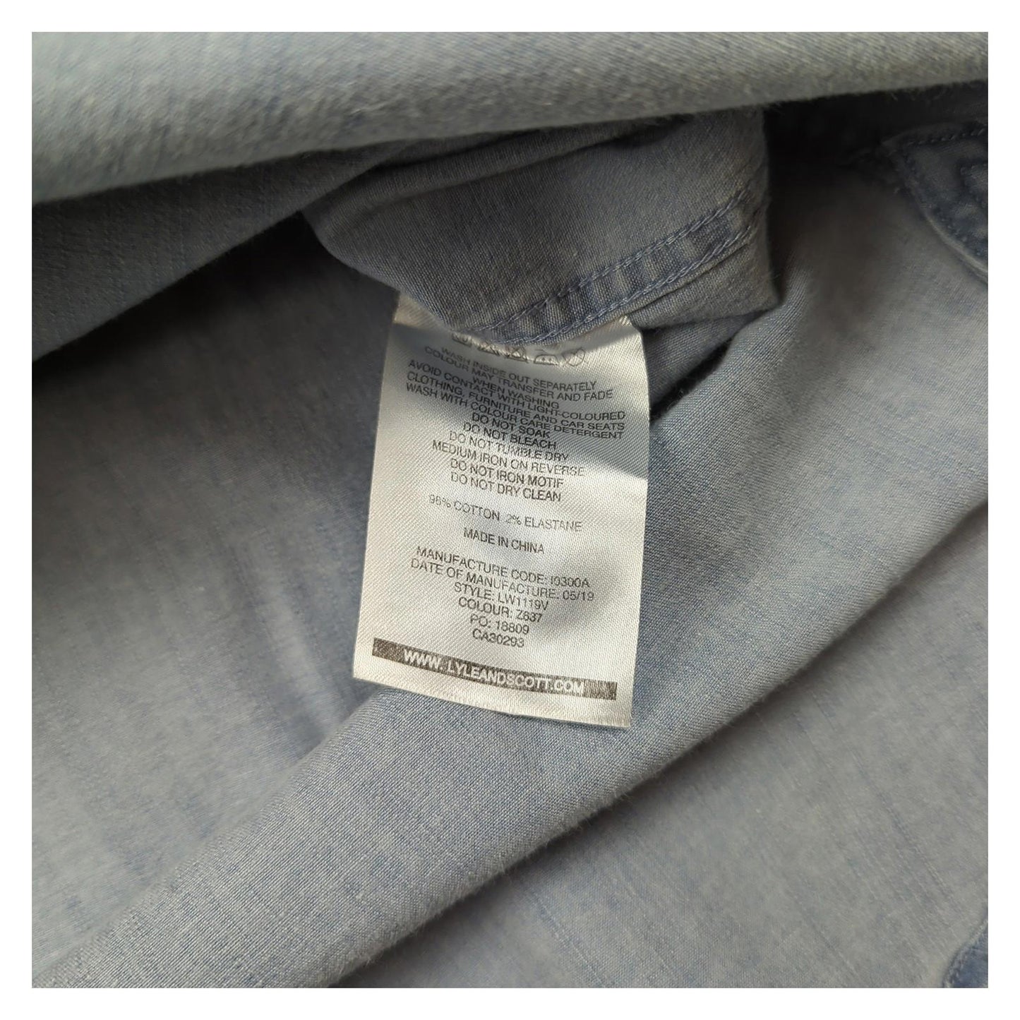 Lyle & Scott Lyle & Scott Mens Shirt Size S Small Sky Blue Denim Look Long Sleeve Casual Top shirt RewearableUK