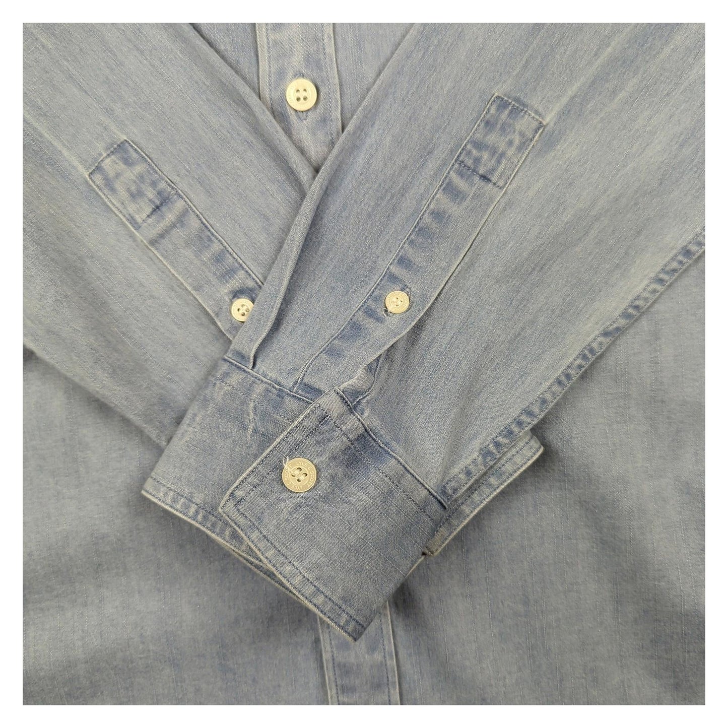 Lyle & Scott Lyle & Scott Mens Shirt Size S Small Sky Blue Denim Look Long Sleeve Casual Top shirt RewearableUK