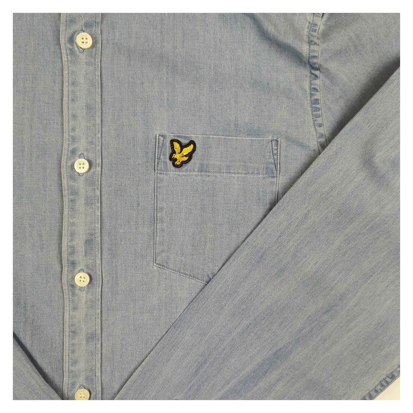 Lyle & Scott Lyle & Scott Mens Shirt Size S Small Sky Blue Denim Look Long Sleeve Casual Top shirt RewearableUK