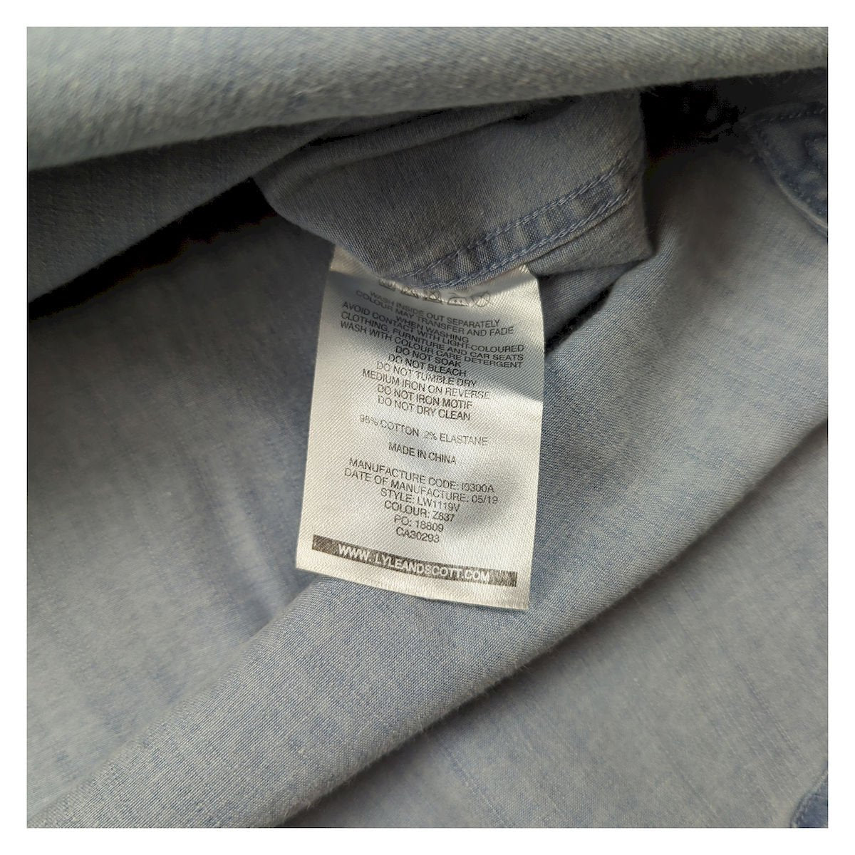 Lyle & Scott Mens Shirt Size S Small Sky Blue Denim Look Long Sleeve Casual Top by Lyle & Scott – shirt | RewearableUK