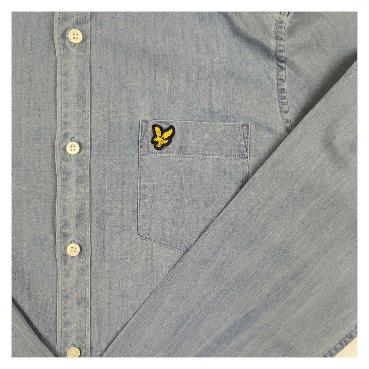 Lyle & Scott Mens Shirt Size S Small Sky Blue Denim Look Long Sleeve Casual Top by Lyle & Scott – shirt | RewearableUK