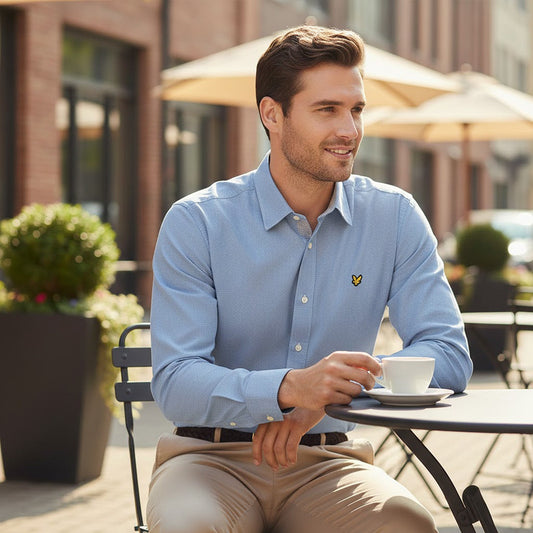 Lyle & Scott Mens Shirt Size S Small Sky Blue Denim Look Long Sleeve Casual Top by Lyle & Scott – shirt | RewearableUK