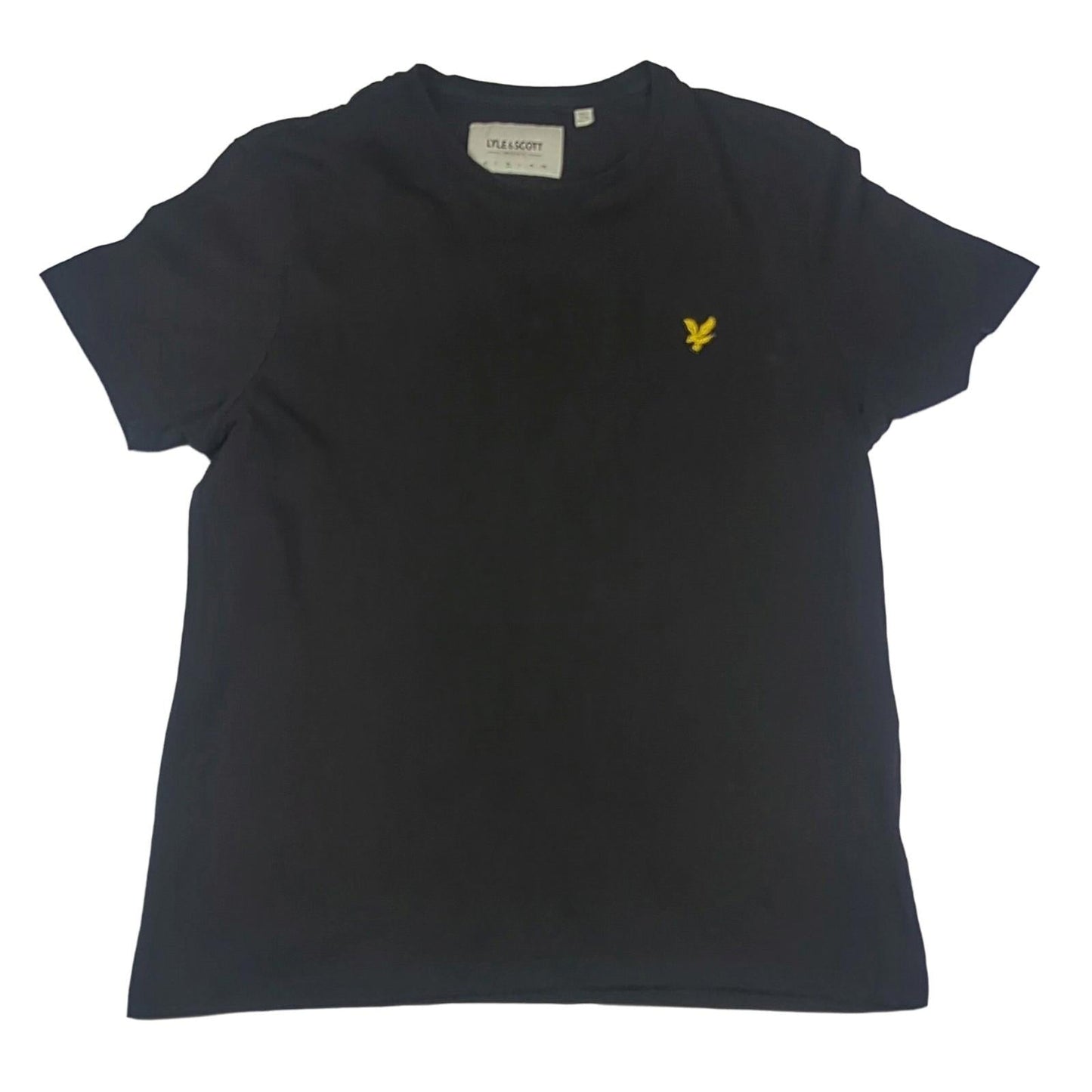Lyle & Scott Lyle & Scott T-Shirt Mens M Medium Black Crew Neck 100% Cotton Casual Logo Top T-Shirts RewearableUK