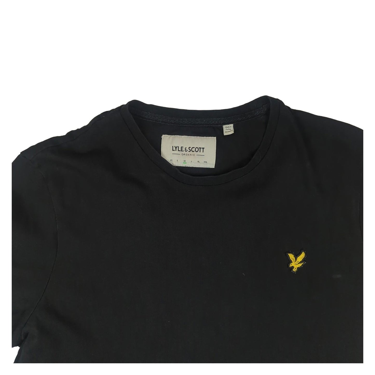 Lyle & Scott Lyle & Scott T-Shirt Mens M Medium Black Crew Neck 100% Cotton Casual Logo Top T-Shirts RewearableUK