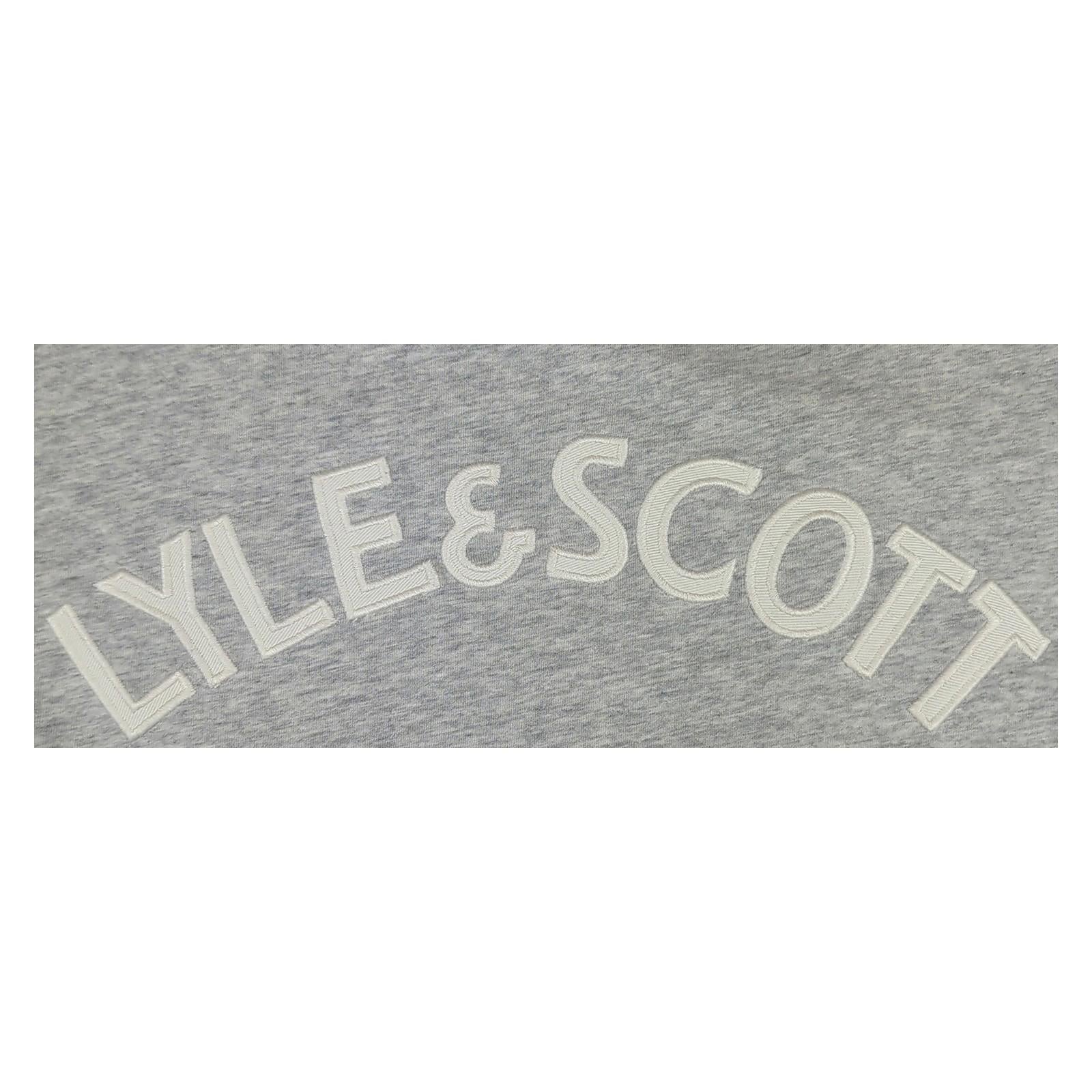 Lyle & Scott Lyle & Scott T-Shirt Mens M Medium Grey Crew Neck Cotton Casual White Logo Top shirt RewearableUK