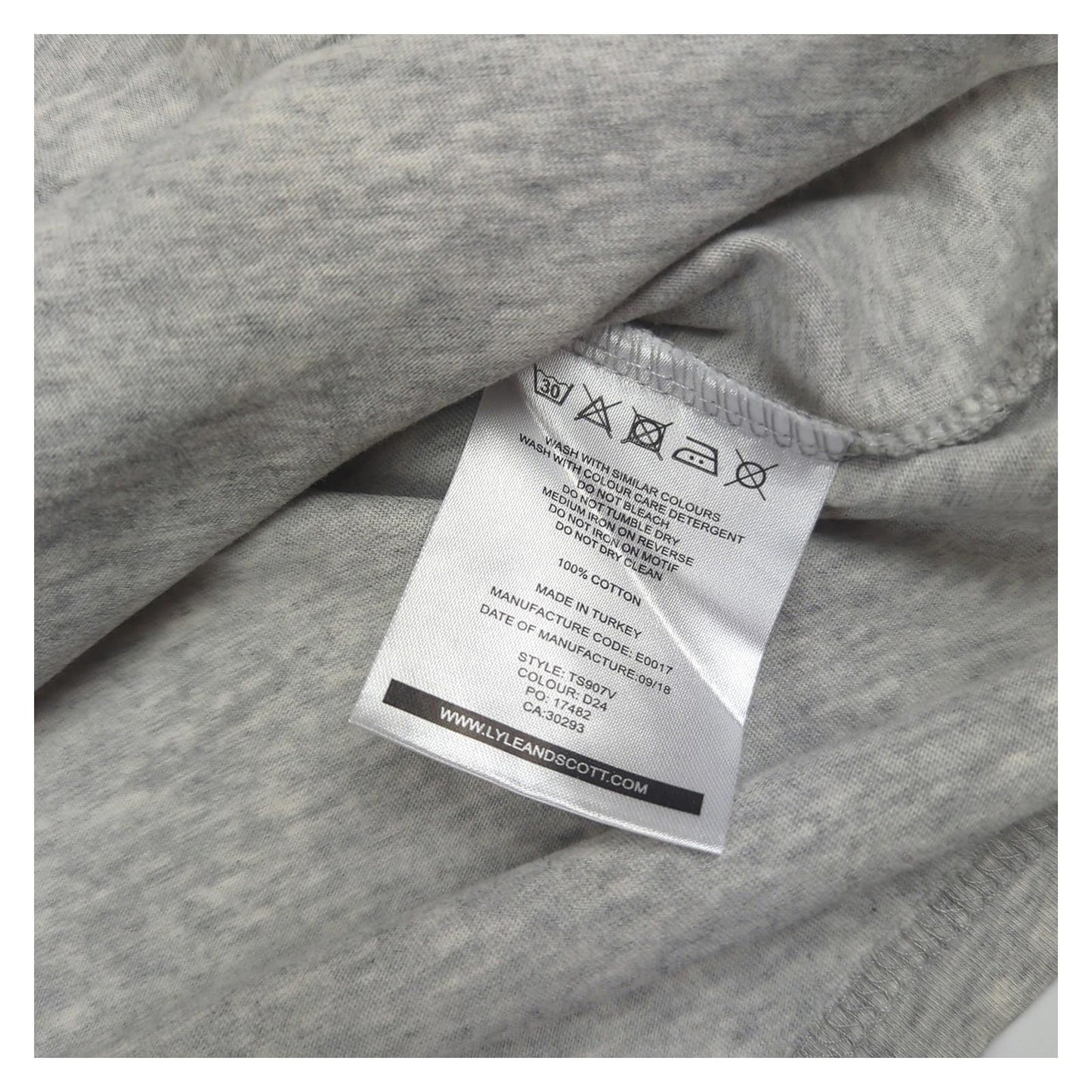 Lyle & Scott Lyle & Scott T-Shirt Mens M Medium Grey Crew Neck Cotton Casual White Logo Top shirt RewearableUK