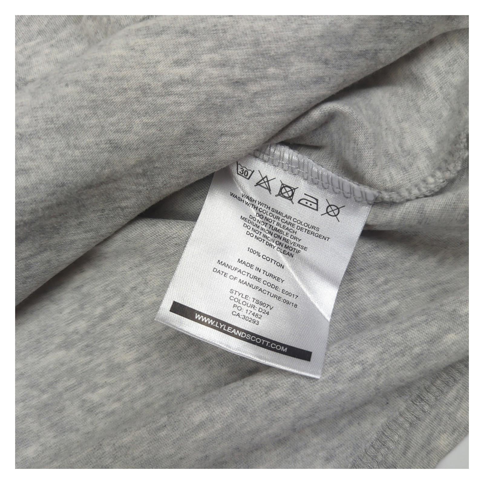 Lyle & Scott Lyle & Scott T-Shirt Mens M Medium Grey Crew Neck Cotton Casual White Logo Top shirt RewearableUK