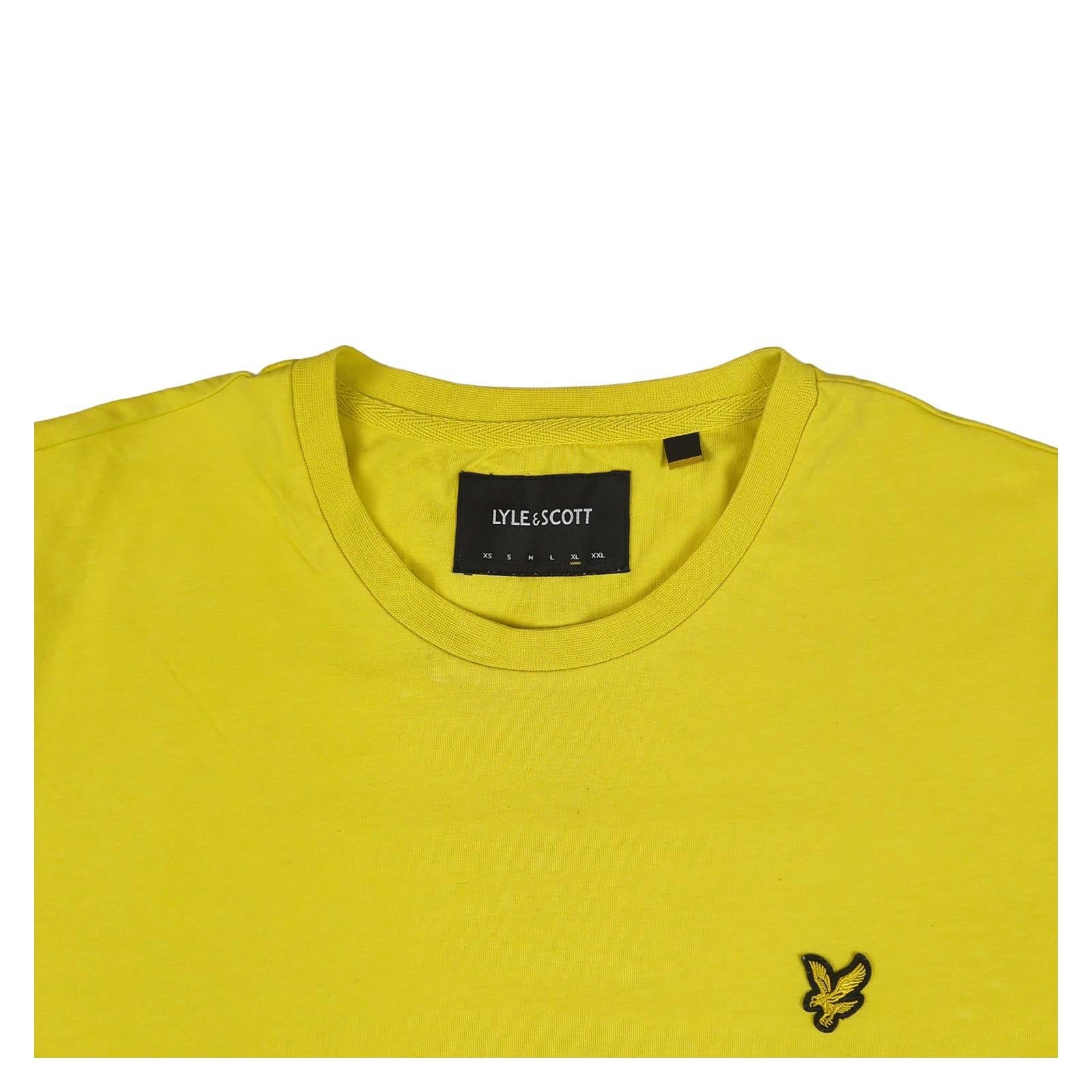 Lyle & Scott Lyle & Scott Yellow Organic Cotton T-Shirt Men’s XL Classic Fit Logo Tee 4SWD T-Shirts RewearableUK