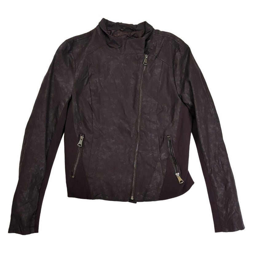 Marc New York Andrew Marc Womens Dark Brown Faux Leather Biker Jacket Size M – product photo 2 | RewearableUK