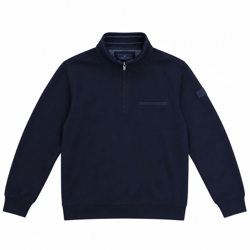 Marco Capelli Firenze Men's Navy Quarter Zip Sweatshirt XXL Funnel Neck Cotton – product photo 1 | RewearableUK