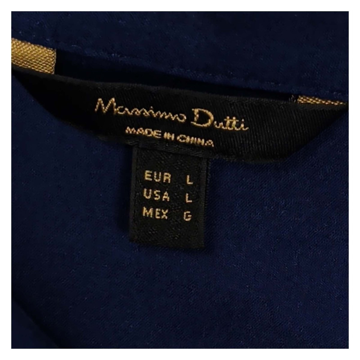 Massimo Dutti Navy Puff Sleeve Stretch Shirt – Size L – product photo 3 | RewearableUK