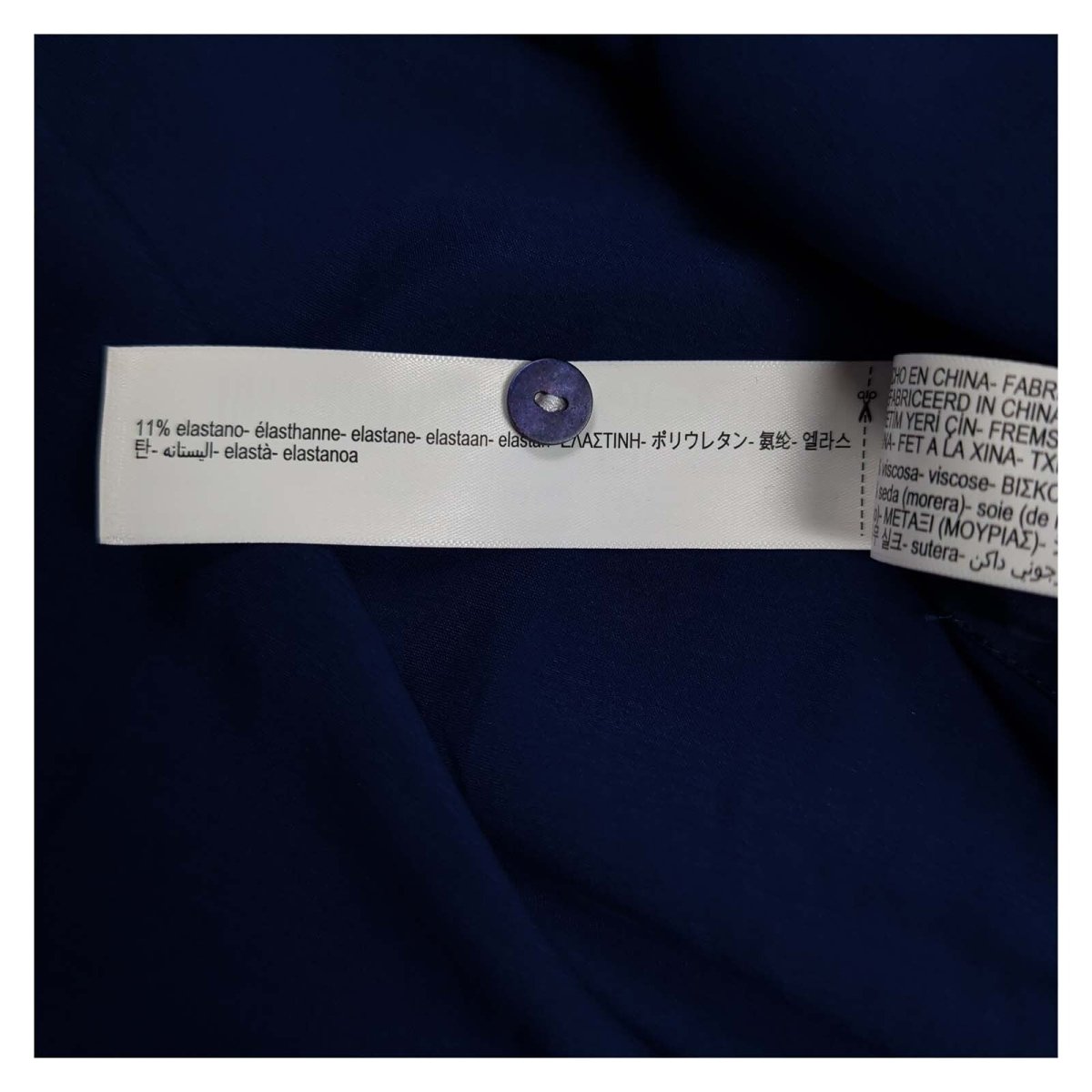 Massimo Dutti Navy Puff Sleeve Stretch Shirt – Size L – product photo 4 | RewearableUK