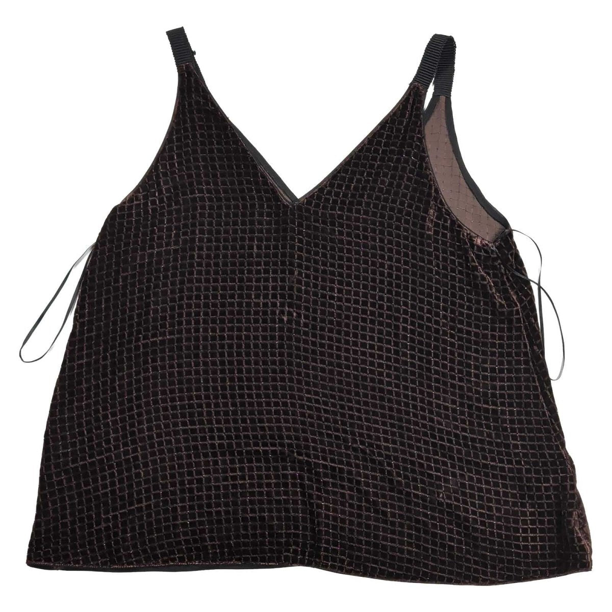 Massimo Dutti Velvet Cami Top EU 42 UK 14 Brown Silk Blend Textured – product photo 1 | RewearableUK