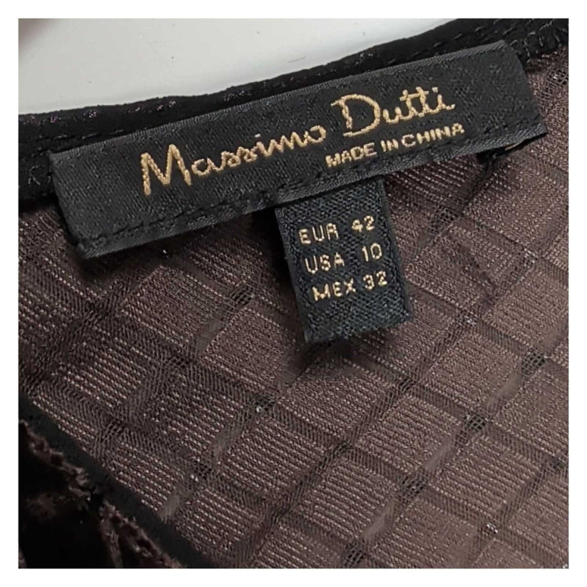 Massimo Dutti Velvet Cami Top EU 42 UK 14 Brown Silk Blend Textured – product photo 4 | RewearableUK