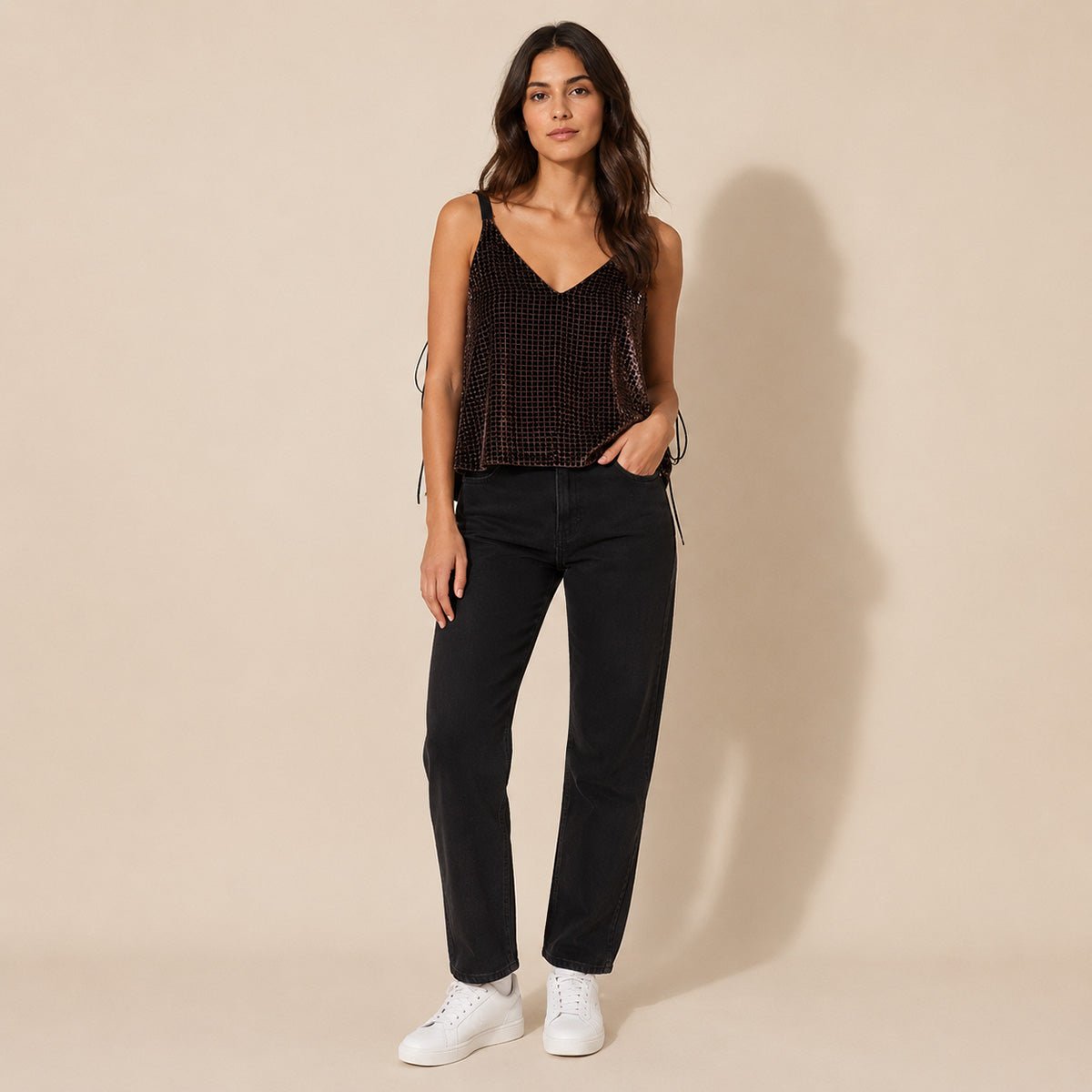 Massimo Dutti Velvet Cami Top EU 42 UK 14 Brown Silk Blend – Top product photo 1 | RewearableUK
