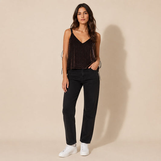 Massimo Dutti Velvet Cami Top EU 42 UK 14 Brown Silk Blend – Top product photo 1 | RewearableUK
