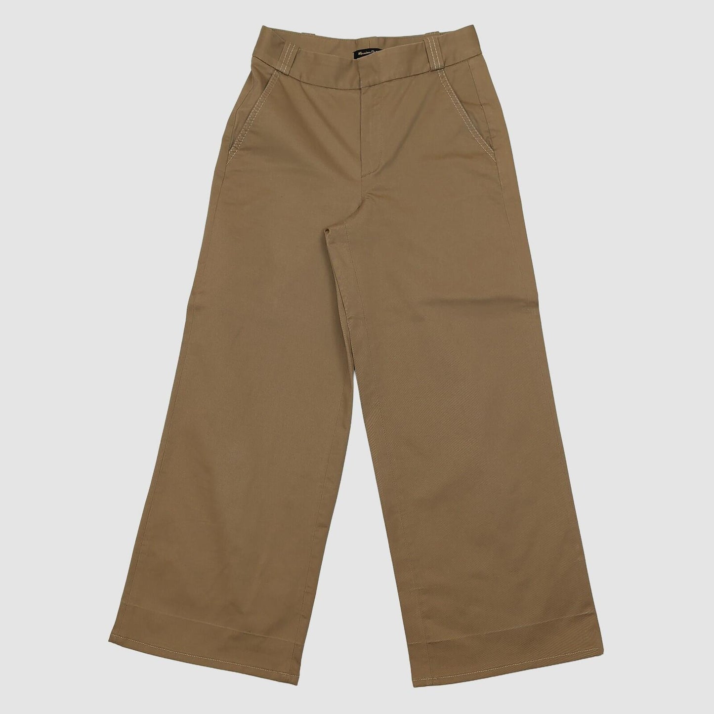 massimo dutti womens wide leg contrast stitch trousers tan brown size eur 34 by Massimo Dutti – trousers | RewearableUK