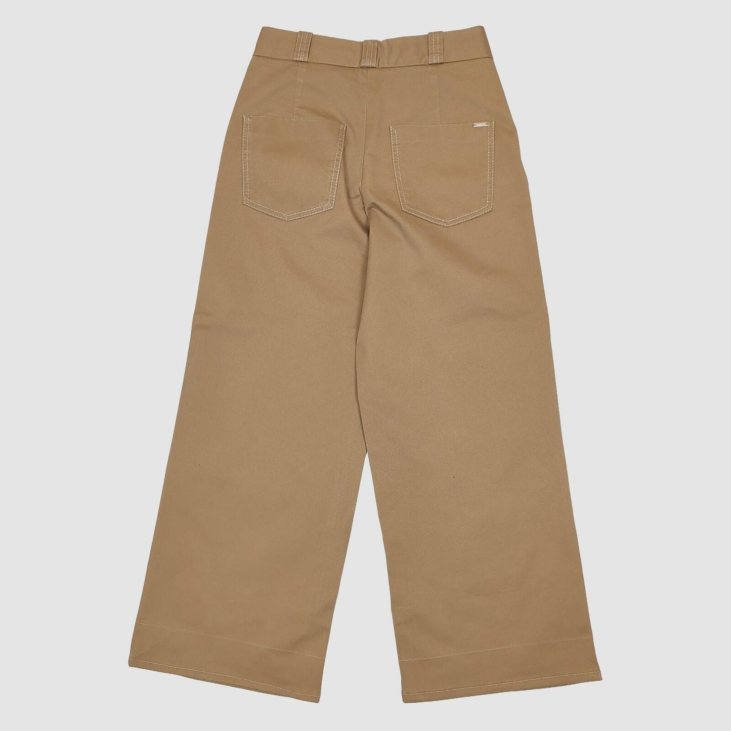 massimo dutti womens wide leg contrast stitch trousers tan brown size eur 34 by Massimo Dutti – trousers | RewearableUK
