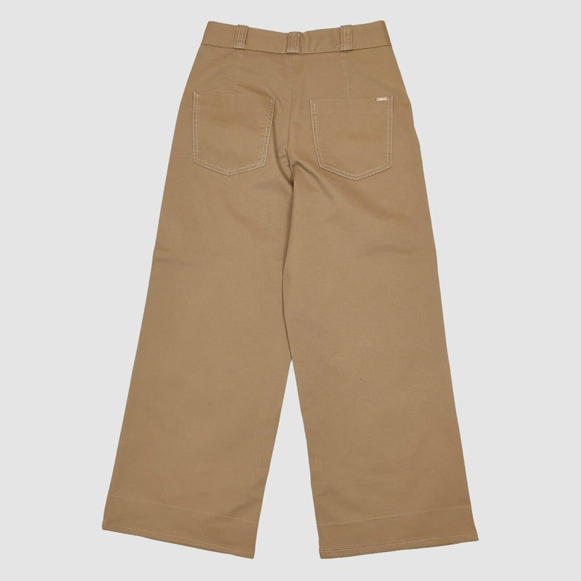massimo dutti womens wide leg contrast stitch trousers tan brown size eur 34 by Massimo Dutti – trousers | RewearableUK