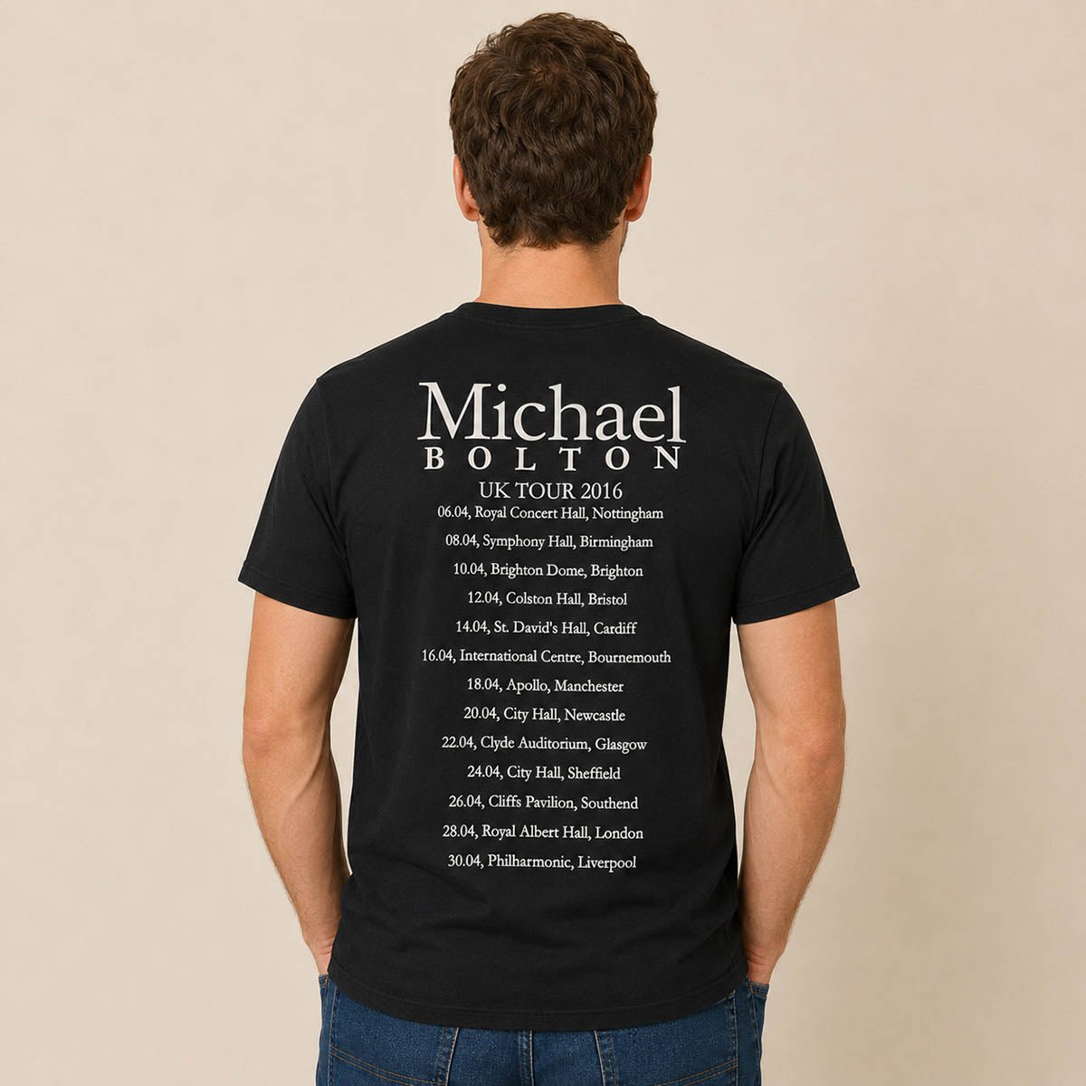 Michael Bolton Live UK Tour 2016 T-Shirt M Black Gildan Double-Sided – Music T-Shirt product photo 2 | RewearableUK