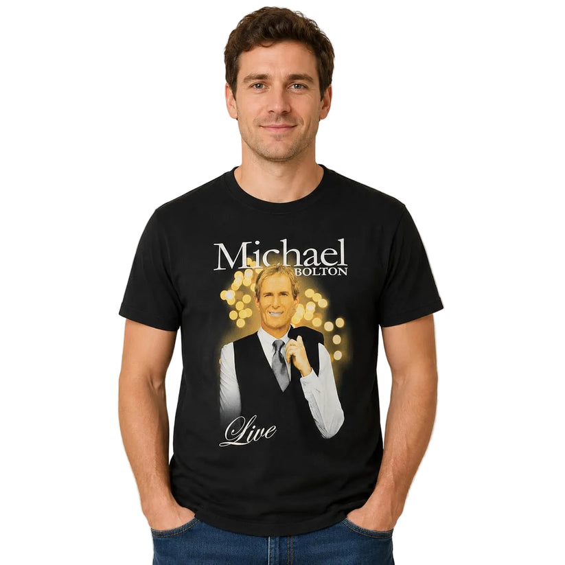 Michael Bolton Live UK Tour 2016 T-Shirt M Black Gildan Double-Sided – Music T-Shirt product photo 1 | RewearableUK