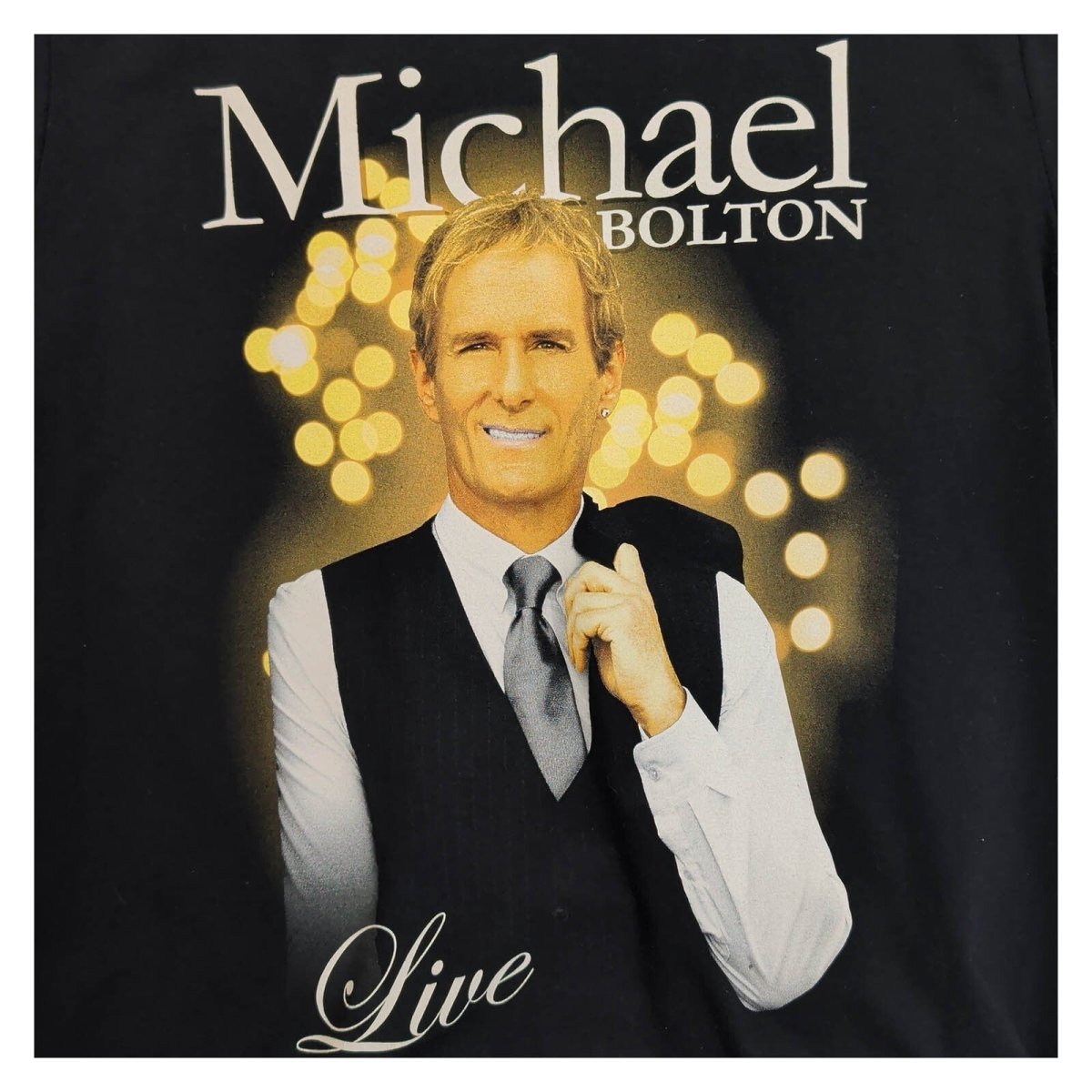 Michael Bolton Live UK Tour 2016 T-Shirt M Black Gildan Double Sided – product photo 3 | RewearableUK