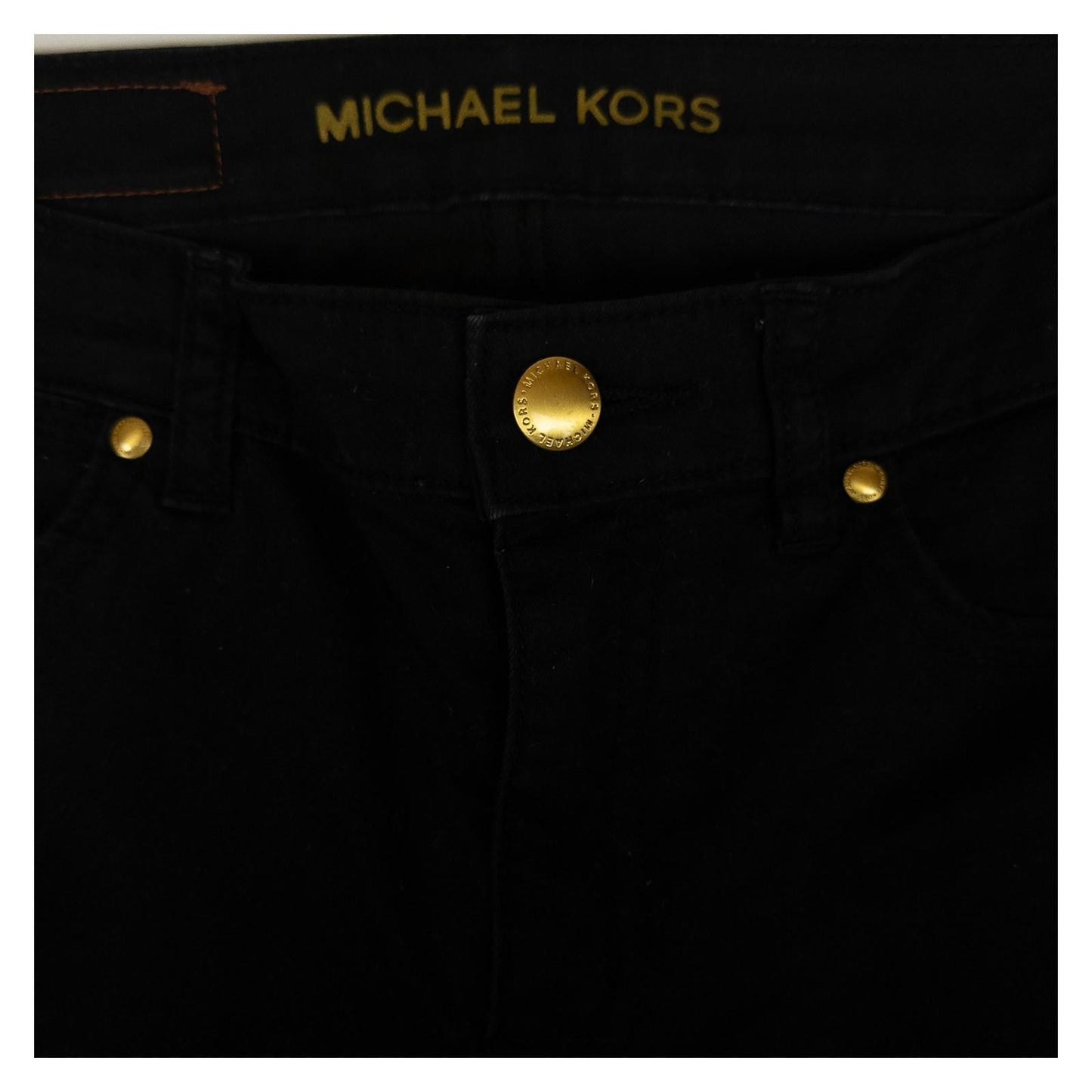 Michael Kors Selma Skinny Jeans US 4 W27 UK 8 Black Stretch Gold Hardware Denim by Michael Kors – | RewearableUK