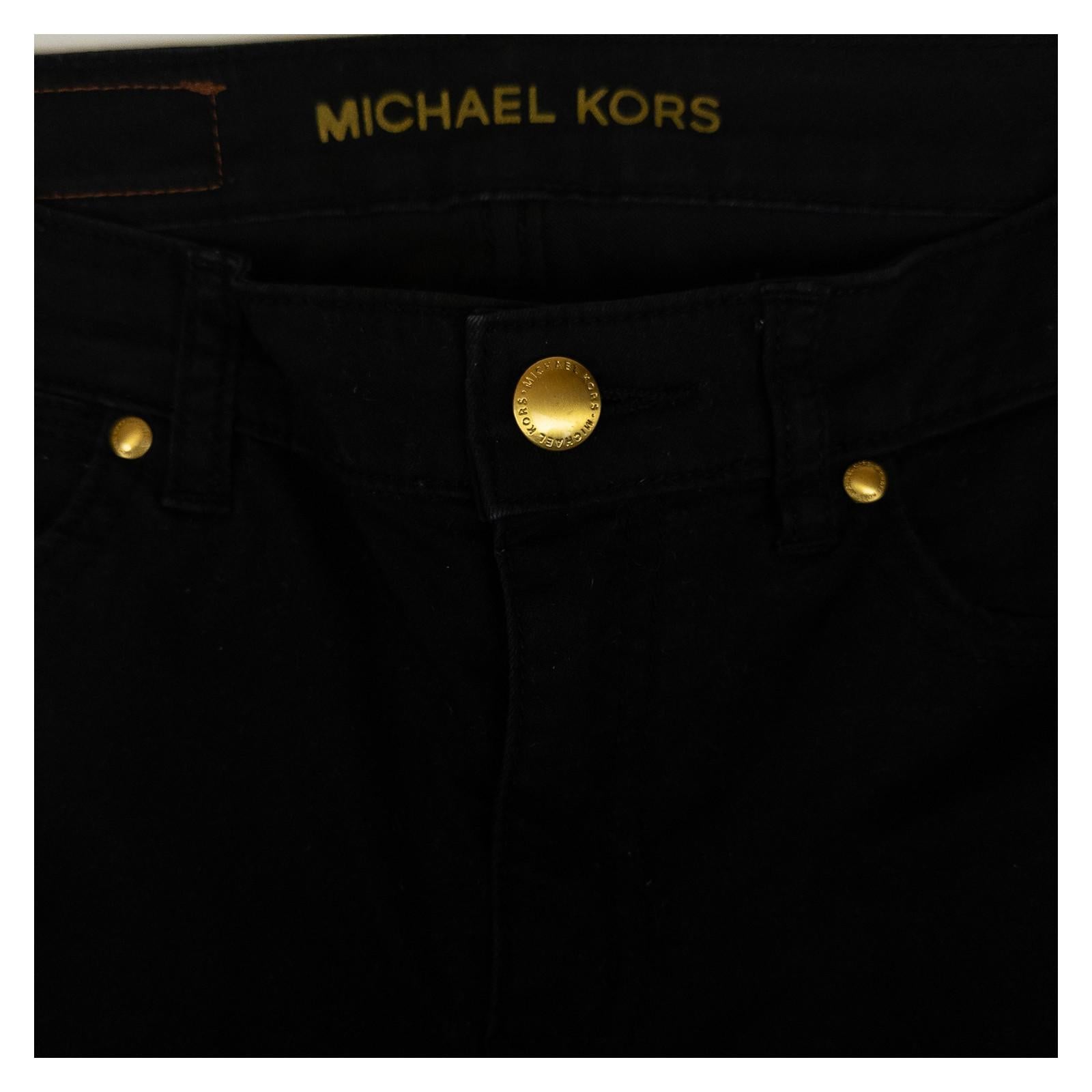 Michael Kors Selma Skinny Jeans US 4 W27 UK 8 Black Stretch Gold Hardware Denim by Michael Kors – | RewearableUK