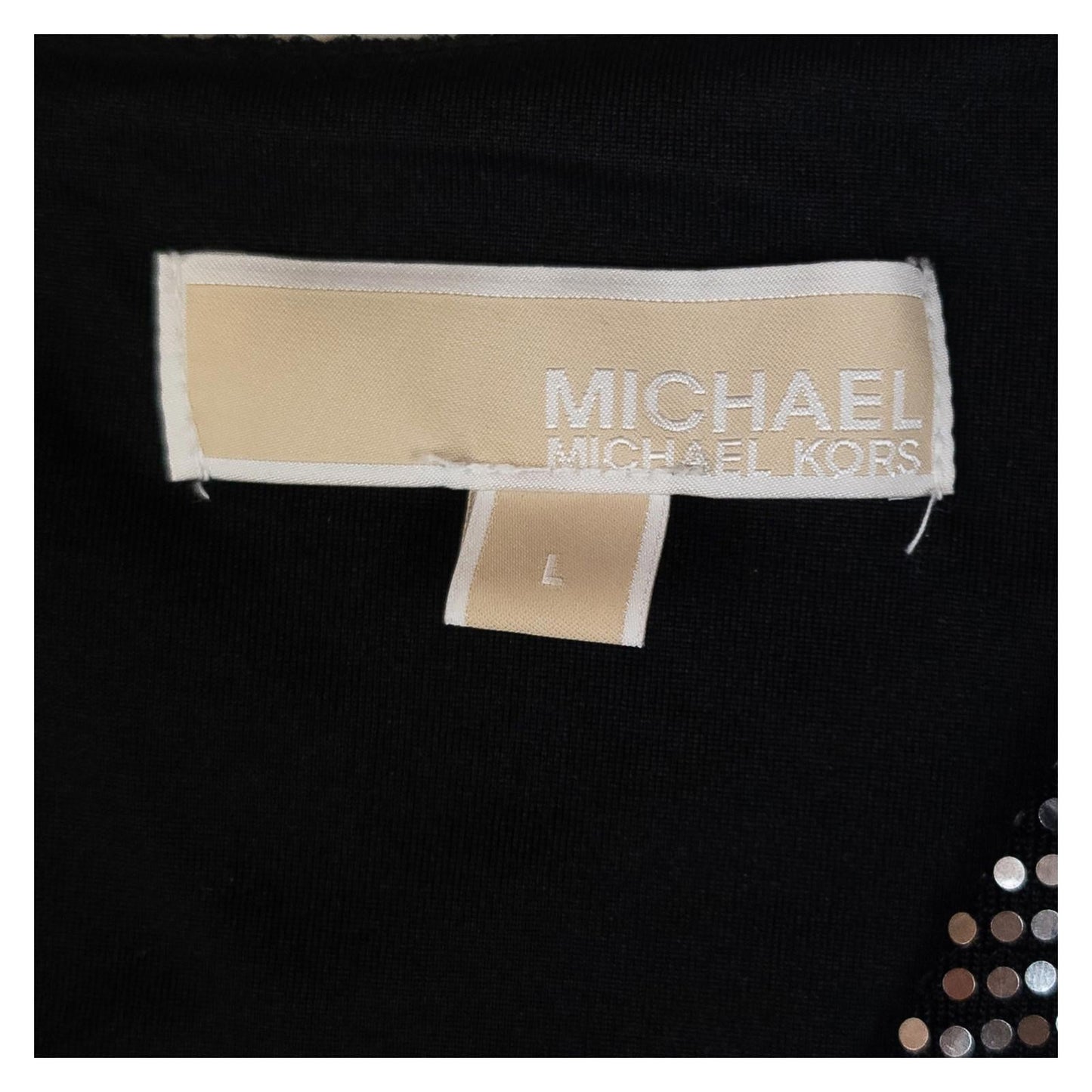 Michael Kors Top L Large Black Silver Metallic Dot Peplum Long Sleeve Blouse by Michael Kors – | RewearableUK