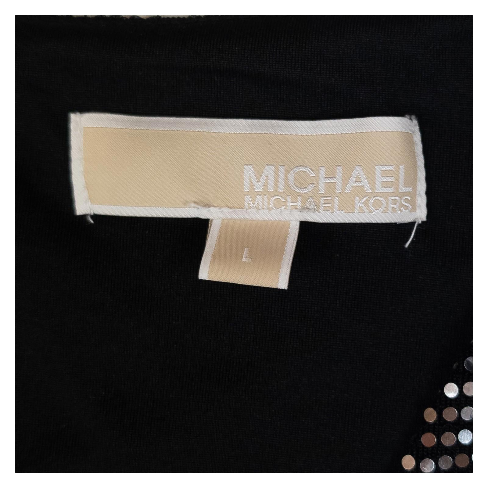 Michael Kors Top L Large Black Silver Metallic Dot Peplum Long Sleeve Blouse by Michael Kors – | RewearableUK