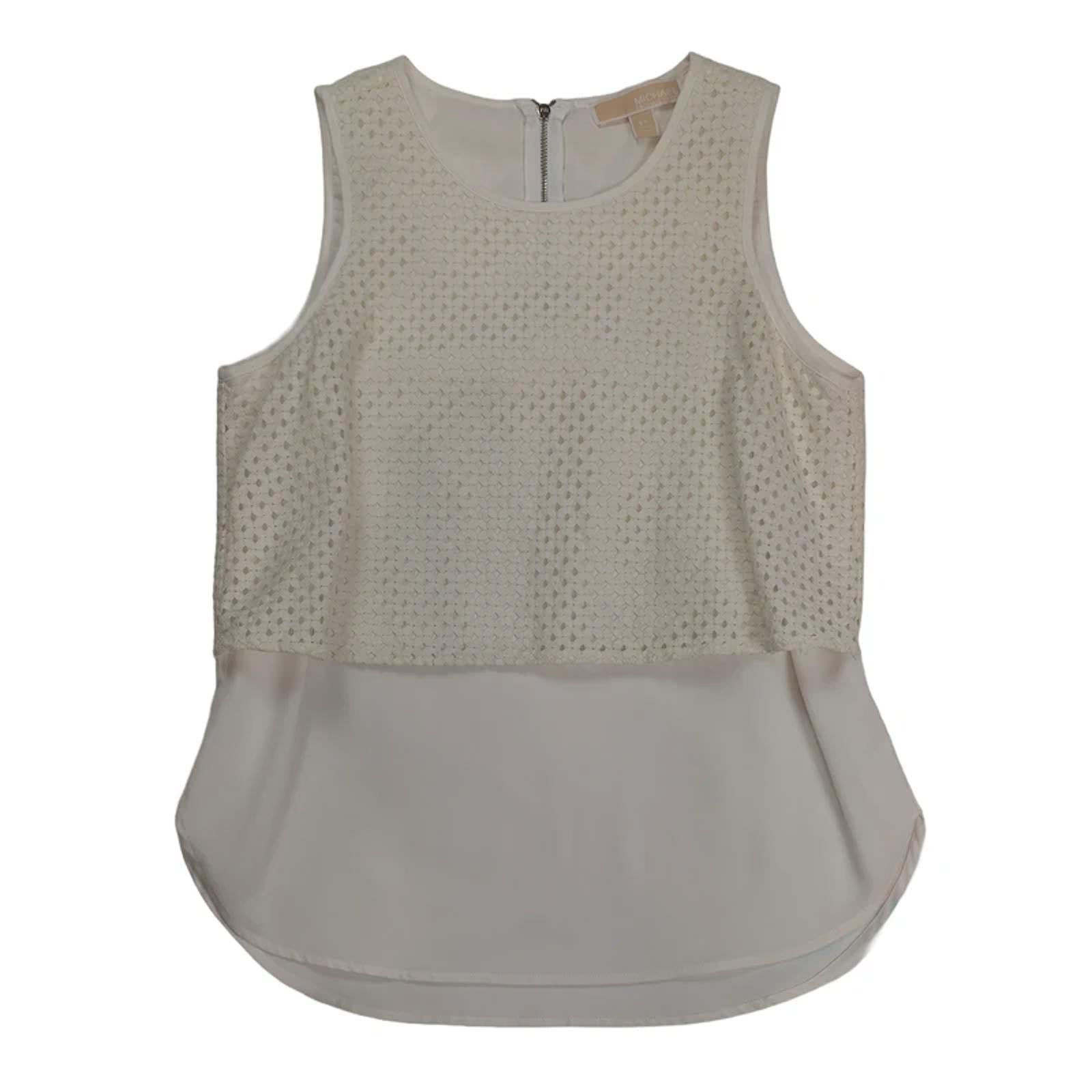 Michael Kors Top Size 6P Off White Lace Crochet Sleeveless Stained Defect by Michael Kors – | RewearableUK
