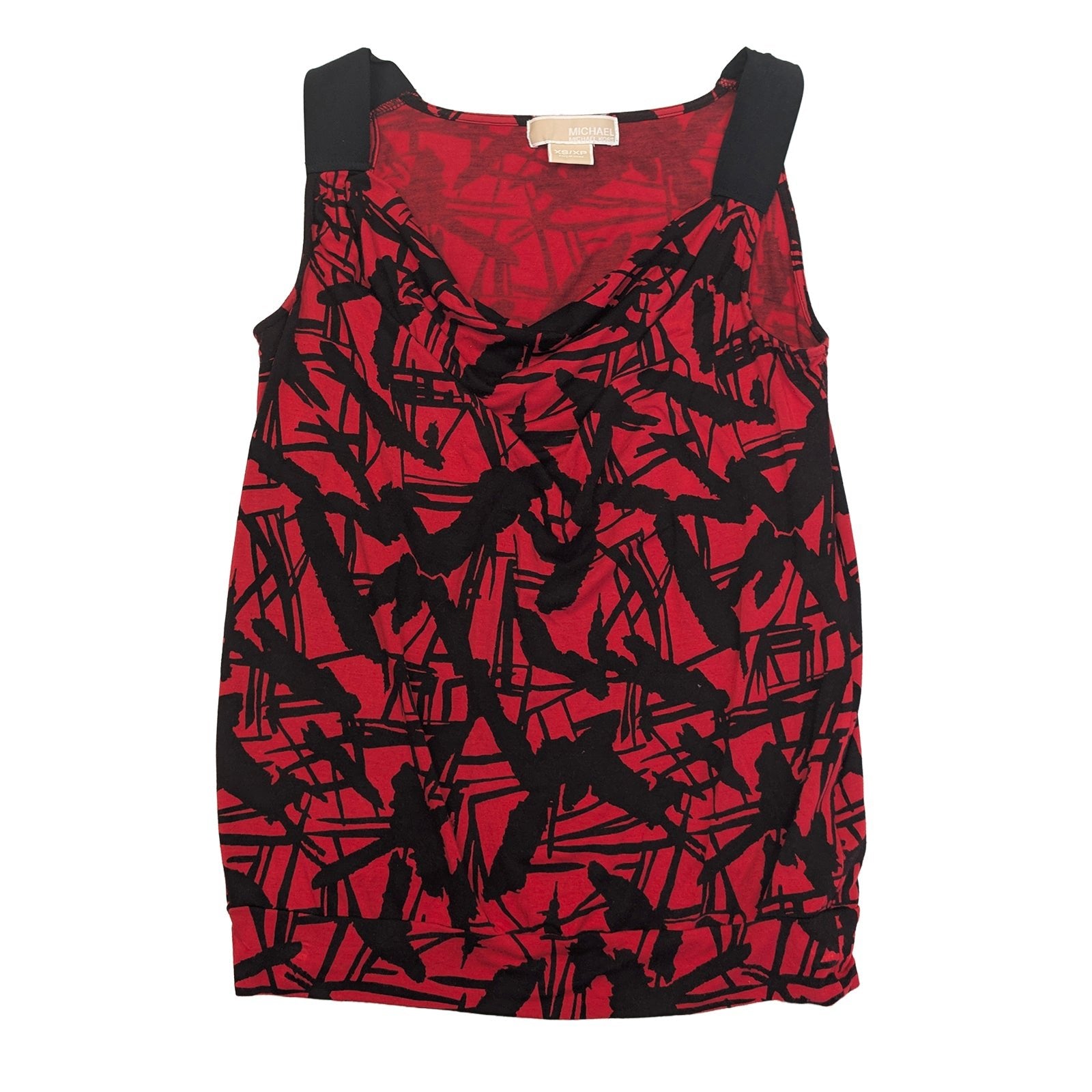 MICHAEL Michael Kors Abstract Cowl Neck Top Red | Women's XS by Michael Kors – blouse | RewearableUK