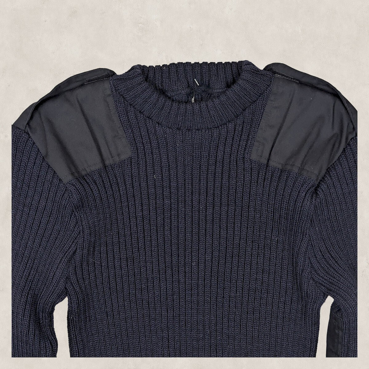 Military Surplus Commando Jumper Mens XS Navy Ribbed Shoulder Elbow Patches – product photo 5 | RewearableUK
