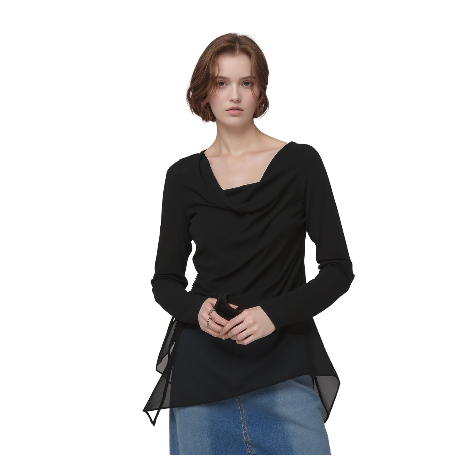 Mint Velvet Asymmetrical Cowl Neck Tunic Top BLU NAVY | Women's UK 12 NWOT by Mint Velvet – | RewearableUK