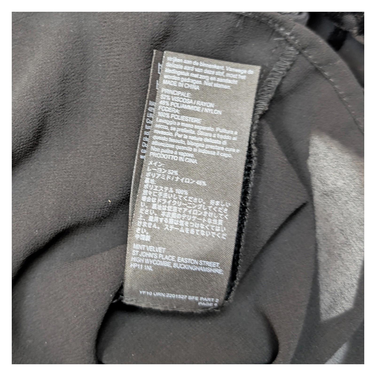 Mint Velvet Blouse UK 12 Black Burnout Devore V - Neck Button Long Sleeve Top by Mint Velvet – | RewearableUK