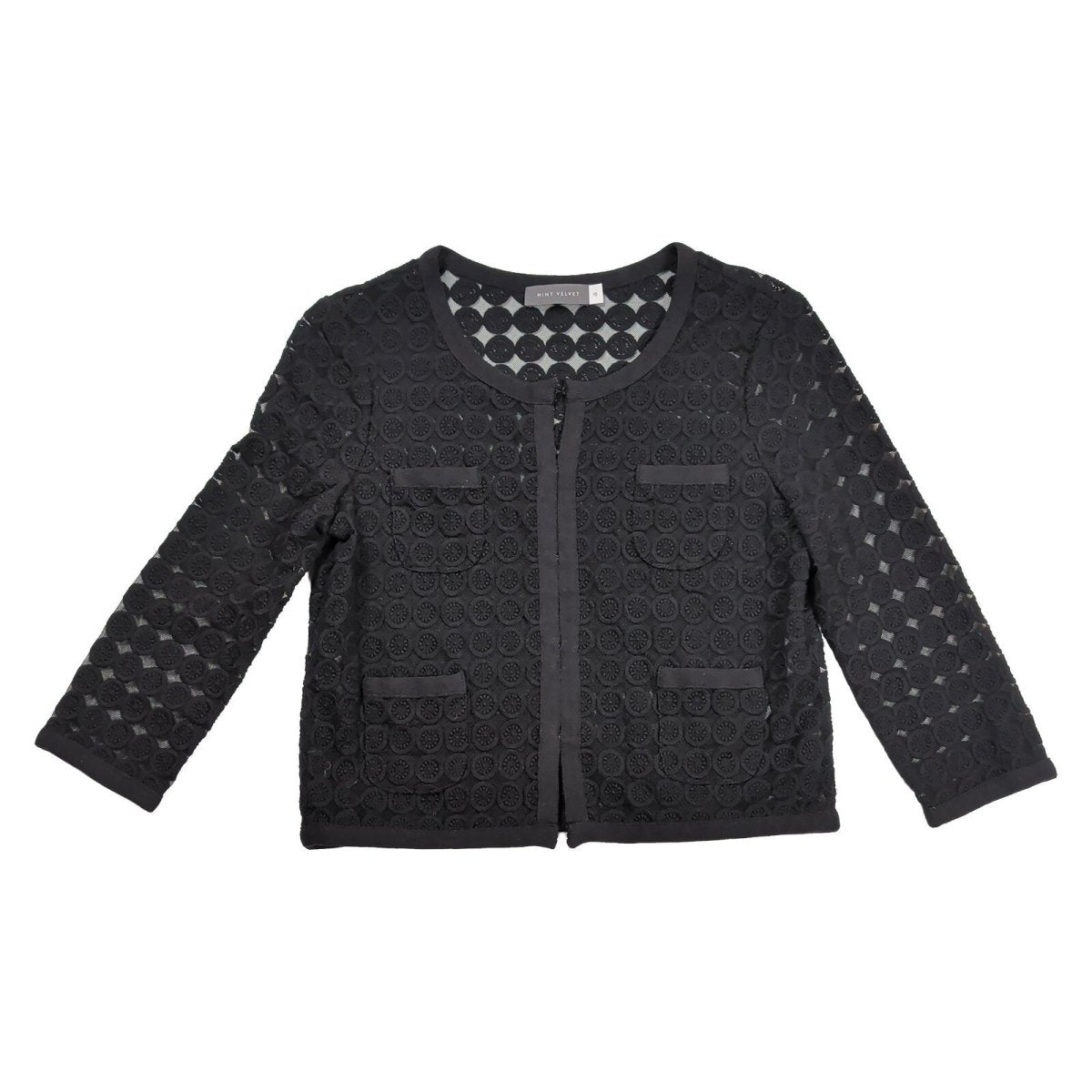Mint Velvet Lace Jacket UK 10 Black Cropped 3/4 Sleeve Occasion Cardigan – product photo 1 | RewearableUK