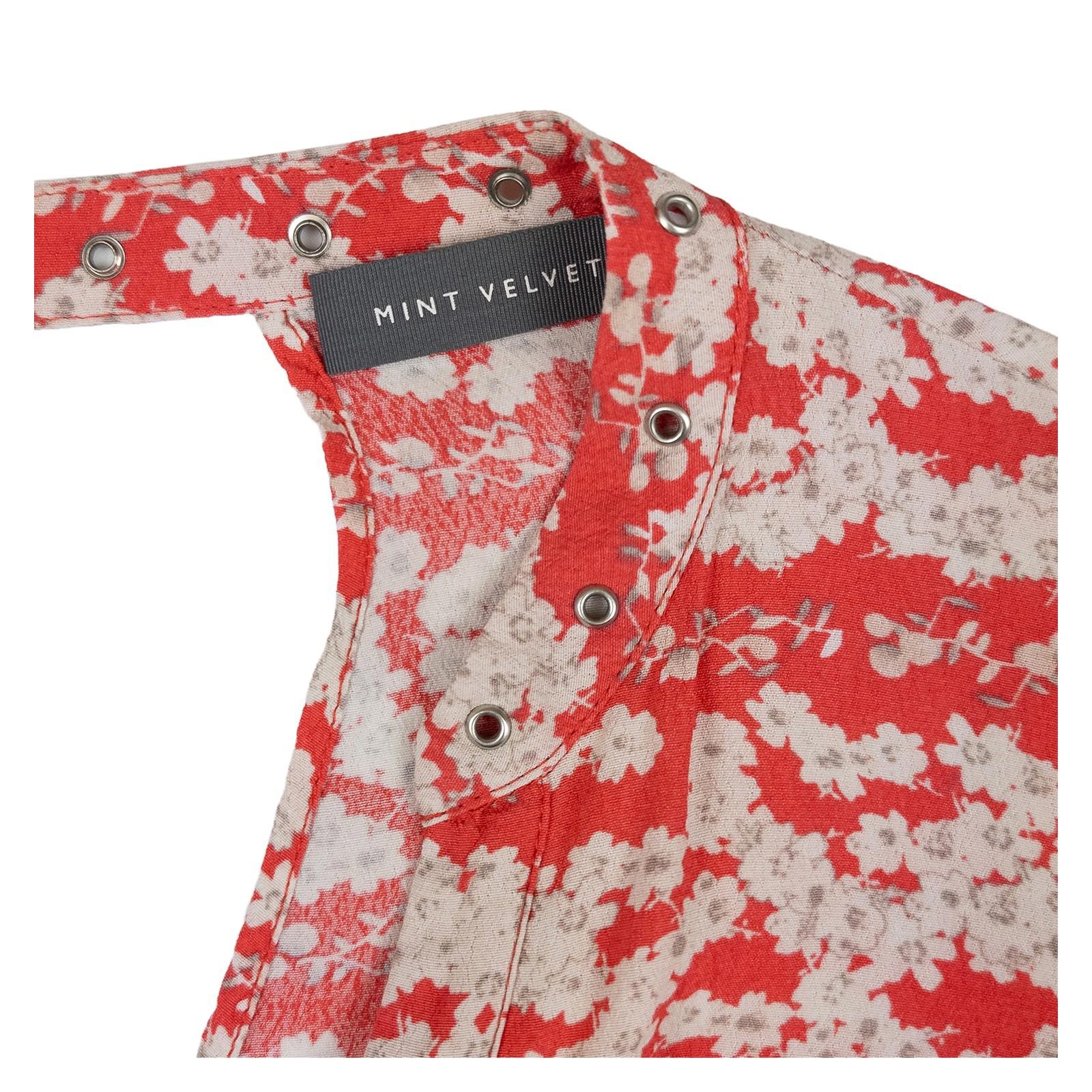 Mint Velvet Red Floral Blouse Top Size UK 10 Viscose Eyelet Detail V - Neck Boho by Mint Velvet – | RewearableUK