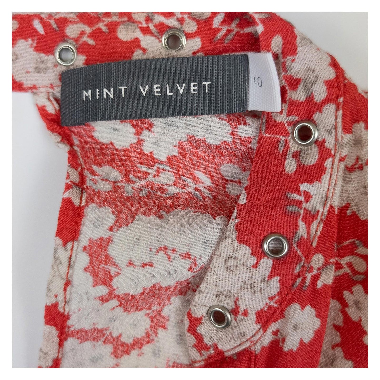 Mint Velvet Red Floral Blouse Top Size UK 10 Viscose Eyelet Detail V - Neck Boho by Mint Velvet – | RewearableUK